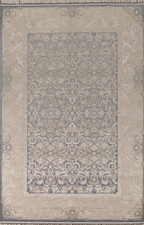 Traditional Floral Qum Turkish Area Rug 7x10