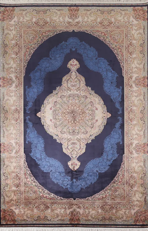 Blue Turkish Kashan Traditional Rug 7x10