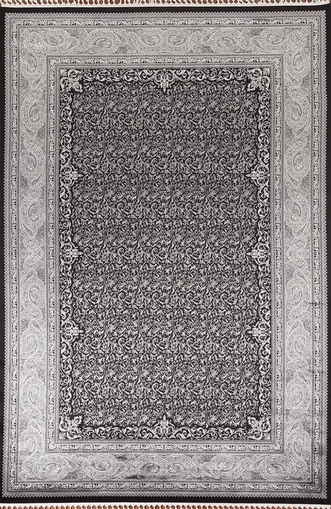 Black Floral Kashan Traditional Rug 6x10