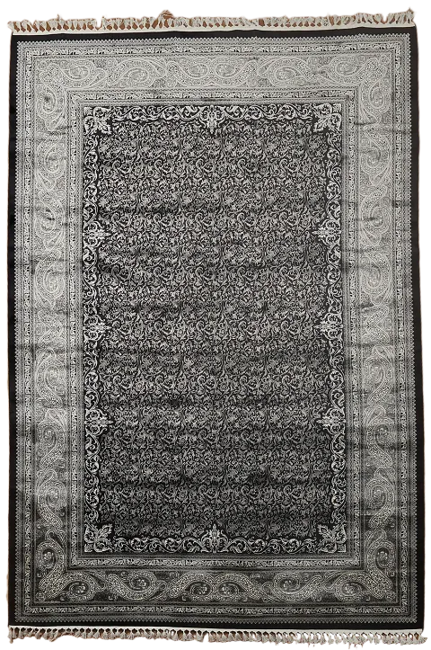 Black Floral Kashan Traditional Rug 6x10