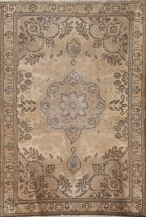 Distressed Tabriz Persian Rug 3x5
