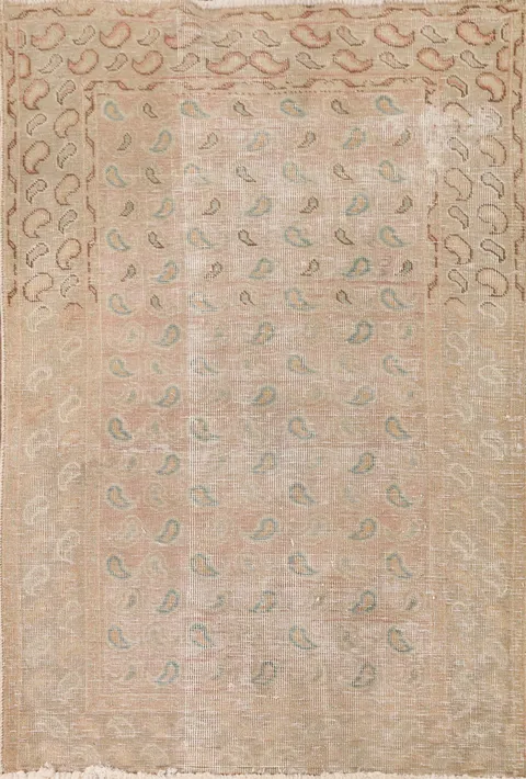 Distressed Wool Tabriz Persian Rug 3x5