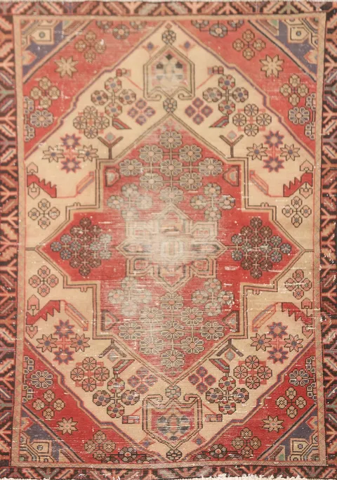 Vintage Wool Distressed Tabriz Persian Rug 3x5