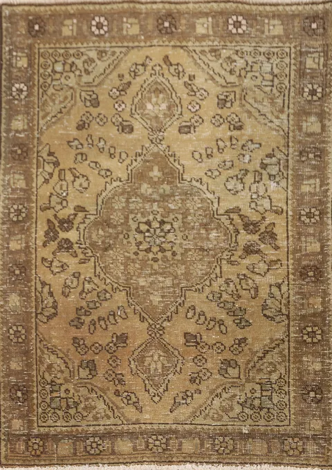 Vintage Distressed Tabriz Persian Rug 3x5
