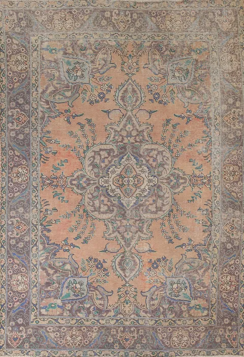 Vintage Distressed Tabriz Persian Area Rug 6x9