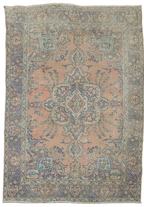 Vintage Distressed Tabriz Persian Area Rug 6x9