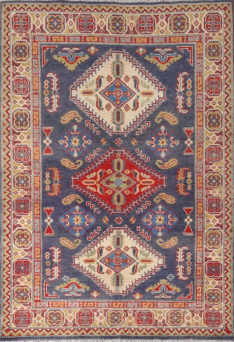 Navy Blue Kazak Oriental Rug 4x6