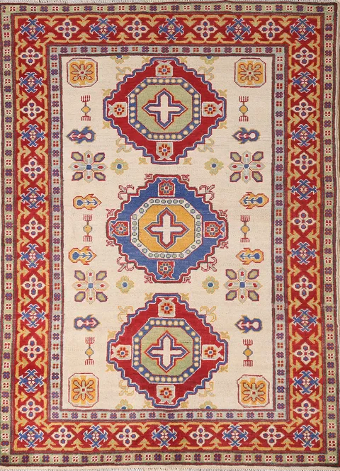 Geometric Kazak Oriental Rug 4x6