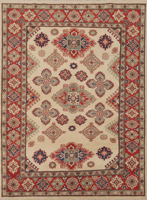 Geometric Kazak Oriental Rug 5x7