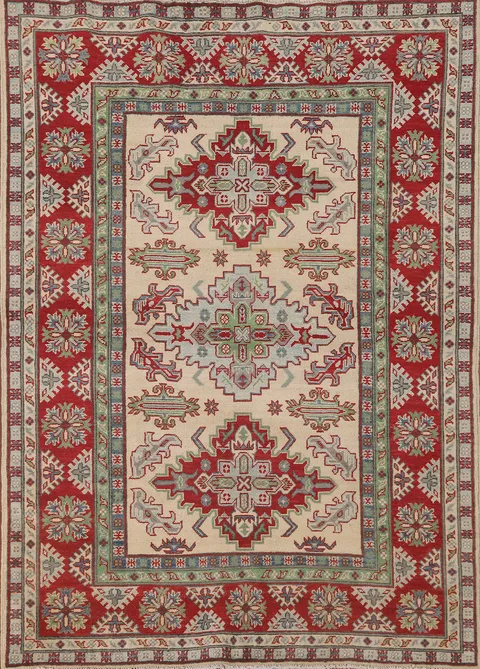 Handmade Wool Kazak Oriental Rug 5x7