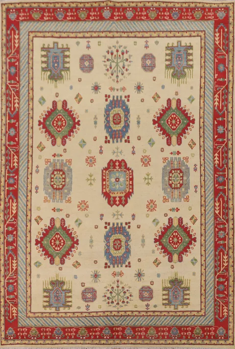 Handmade Kazak Living Room Area Rug 7x10