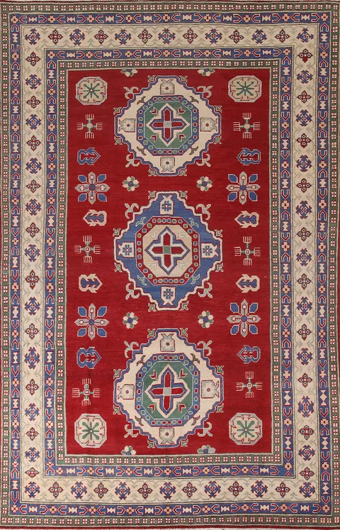 Handmade Red Kazak Oriental Area Rug 7x10