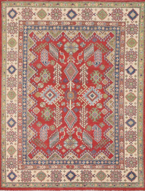 Geometric Kazak Oriental Rug 5x6