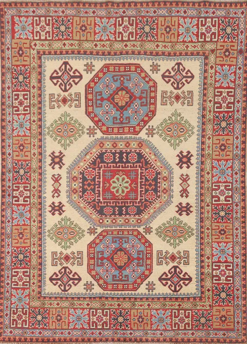 Handmade Wool Kazak Oriental Rug 5x7