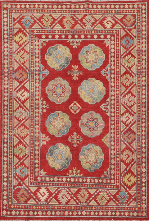 Geometric Kazak Oriental Rug 4x6