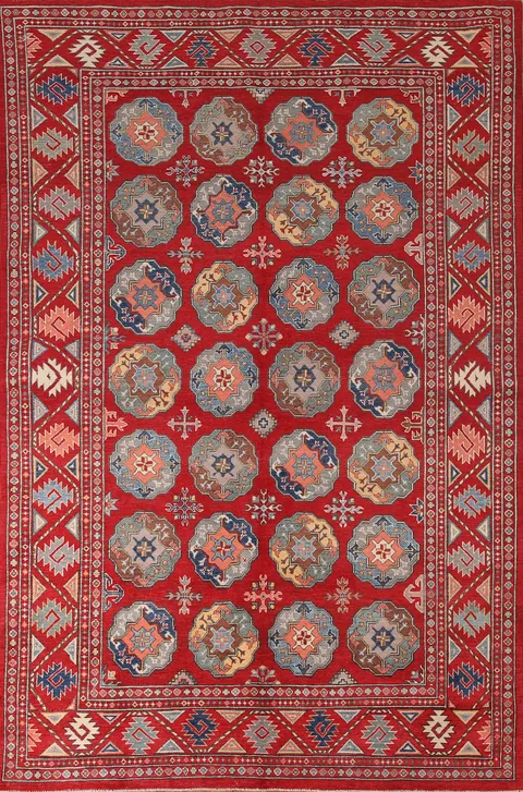 All-Over Geometric Kazak Living Room Rug 6x10