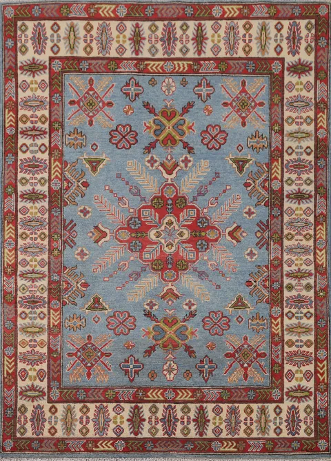 Blue Kazak Oriental Rug 5x6
