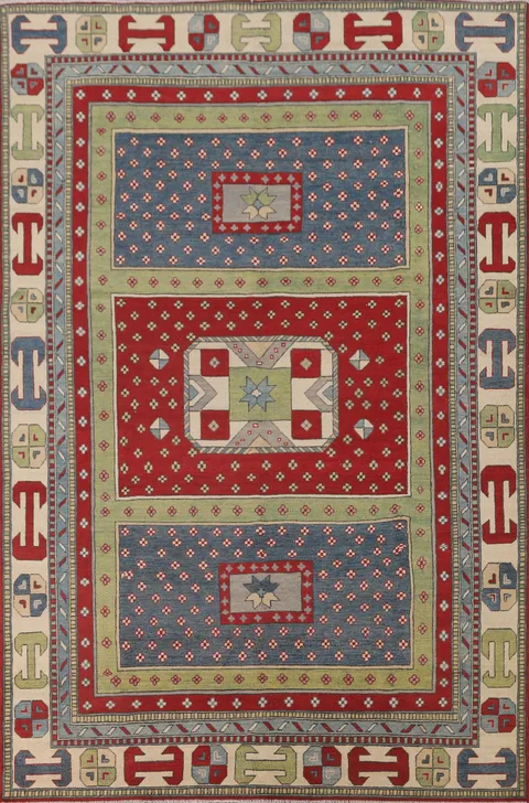 Geometric Kazak Oriental Area Rug 7x10