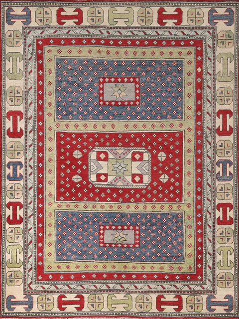 Geometric Kazak Oriental Rug 5x7