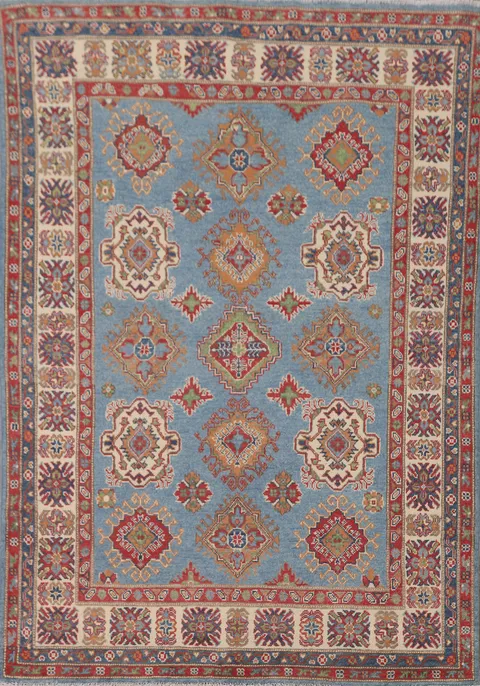 Light Blue Handmade Kazak Oriental Rug 5x7
