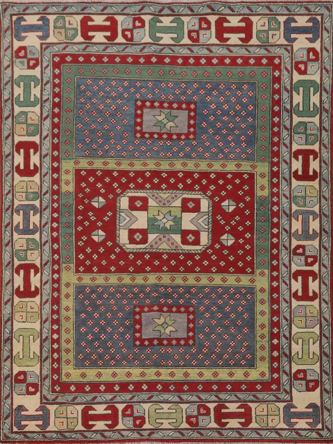 Geometric Kazak Oriental Rug 5x6
