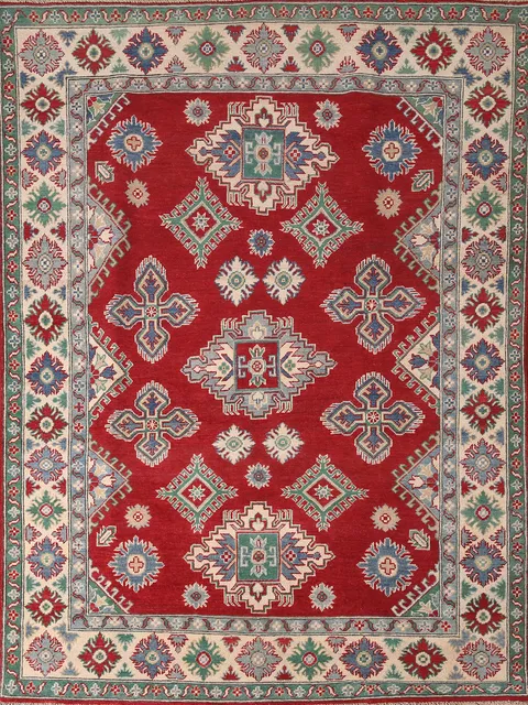 Geometric Red Kazak Oriental Rug 5x7