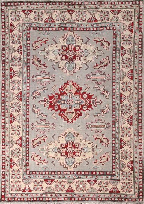 Handmade Gray Kazak Oriental Area Rug 6x8