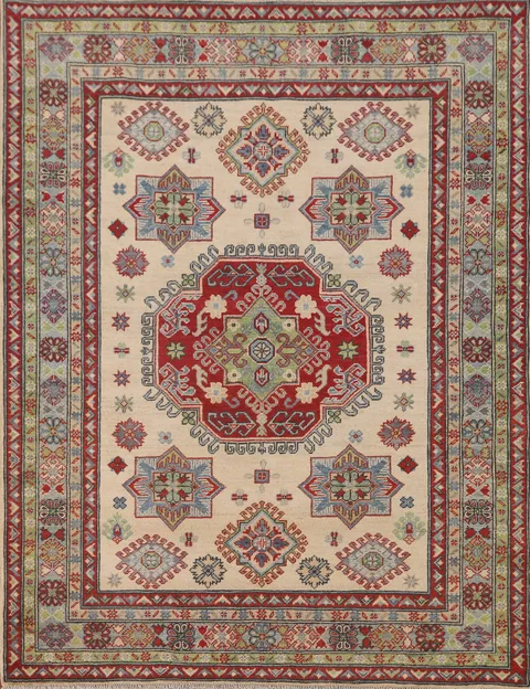 Geometric Wool Kazak Oriental Rug 5x6