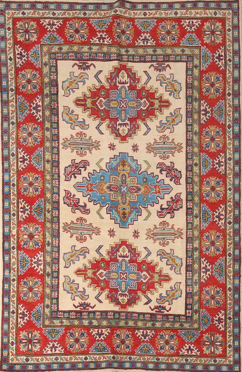 Handmade Wool Kazak Oriental Rug 5x7