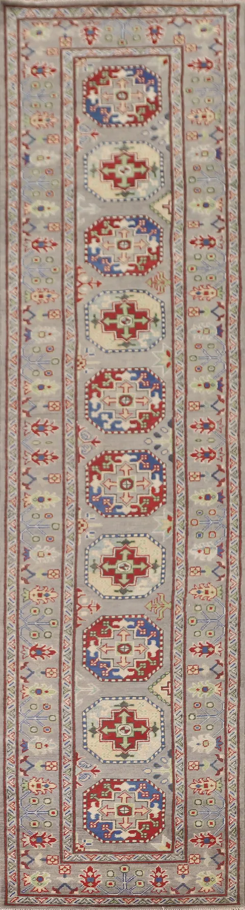 Handmade Wool Kazak Oriental Runner Rug 3x13