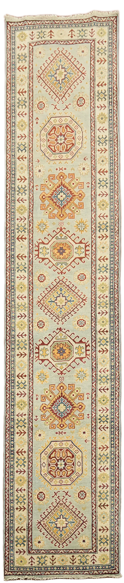 Handmade Wool Kazak Oriental Runner Rug 3x13