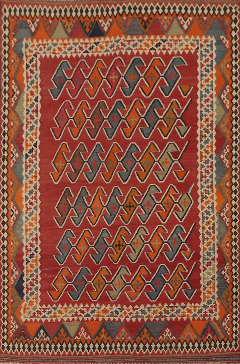Vegetable Dye Kilim Qashqai Persian Area Rug 5x8