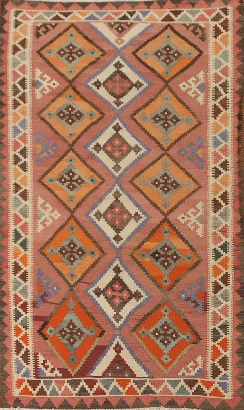 Geometric Wool Kilim Shiraz Persian Area Rug 5x9