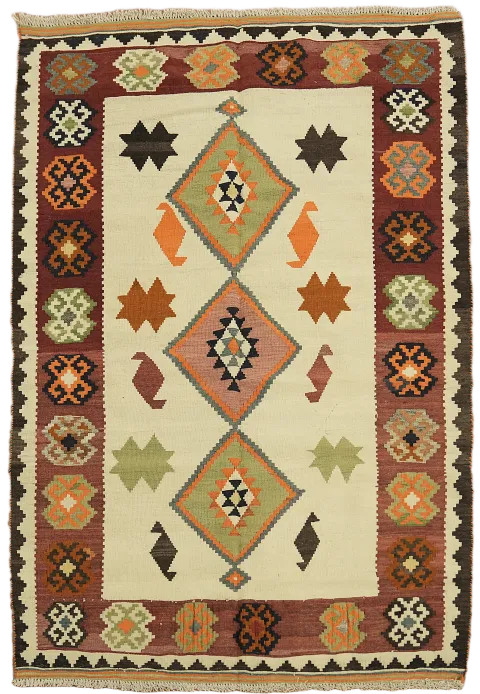 Traditional Flat Weave Kilim Persian Rug with Unique Design 4x6 ft