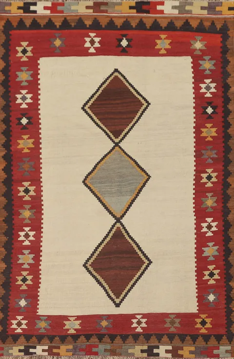 Vegetable Dye Kilim Qashqai Persian Area Rug 5x8