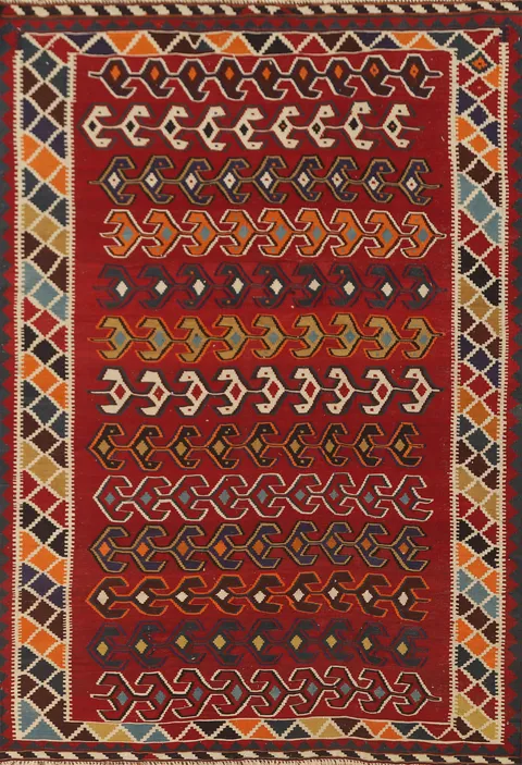 Vegetable Dye Kilim Qashqai Persian Area Rug 5x8