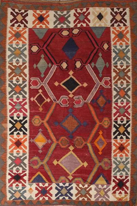 Vegetable Dye Kilim Qashqai Persian Area Rug 5x8