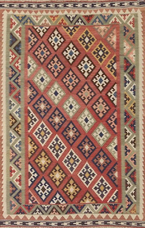 Vegetable Dye Kilim Qashqai Persian Rug 4x6
