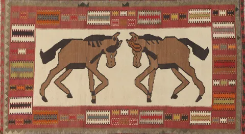 Vegetable Dye Kilim Qashqai Persian Rug 4x7