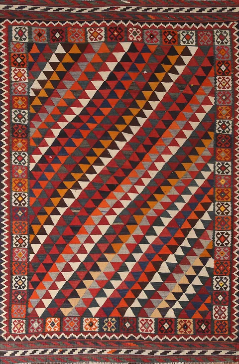 Vegetable Dye Kilim Qashqai Persian Area Rug 5x8
