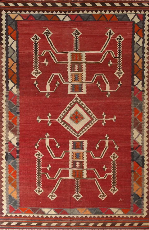 Vegetable Dye Kilim Qashqai Persian Area Rug 6x9