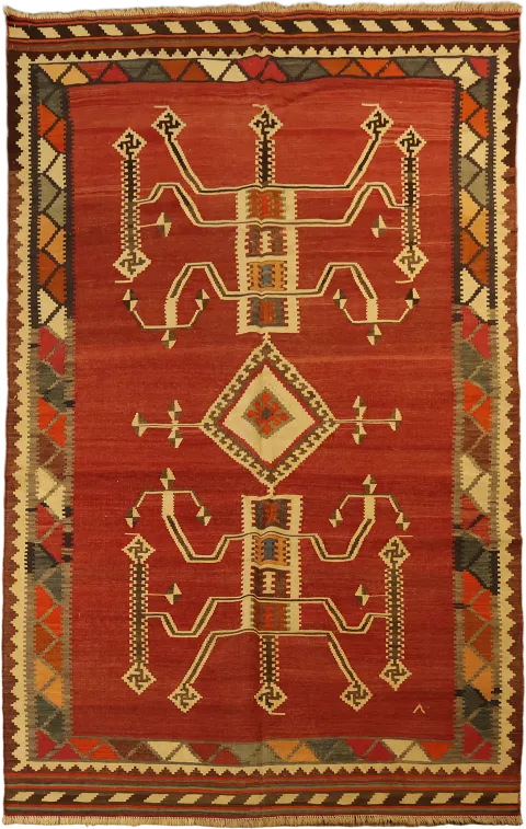 Vegetable Dye Kilim Qashqai Persian Area Rug 6x9
