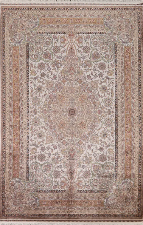 Traditional Silk Tabriz Oriental Area Rug 7x10