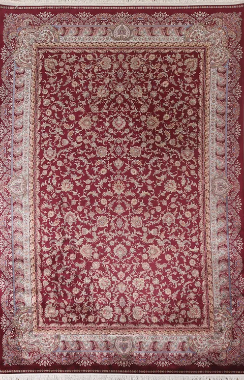 Burgundy Red Tabriz Traditional Area Rug 7x10