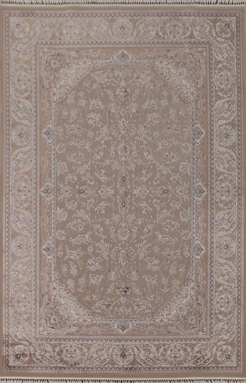 Brown Floral Tabriz Traditional Area Rug 7x10