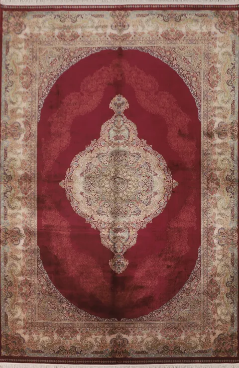 Burgundy Geometric Tabriz Area Rug 7x10