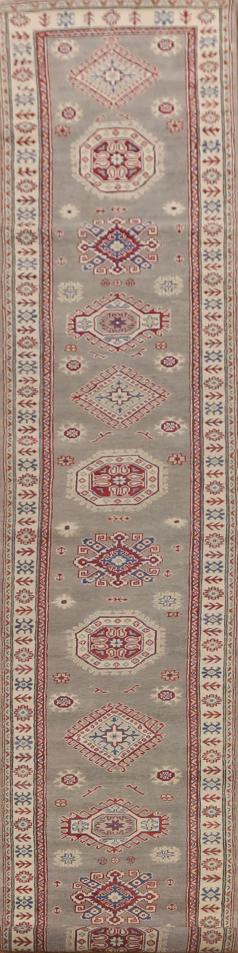 Geometric Kazak Oriental Runner Rug 3x20