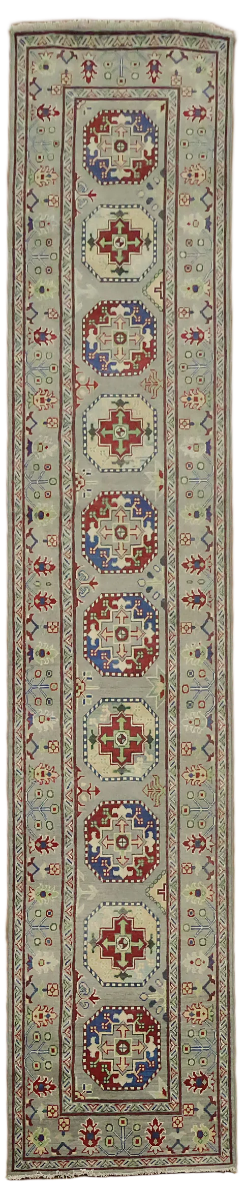 Handmade Kazak Oriental Runner Rug 3x13