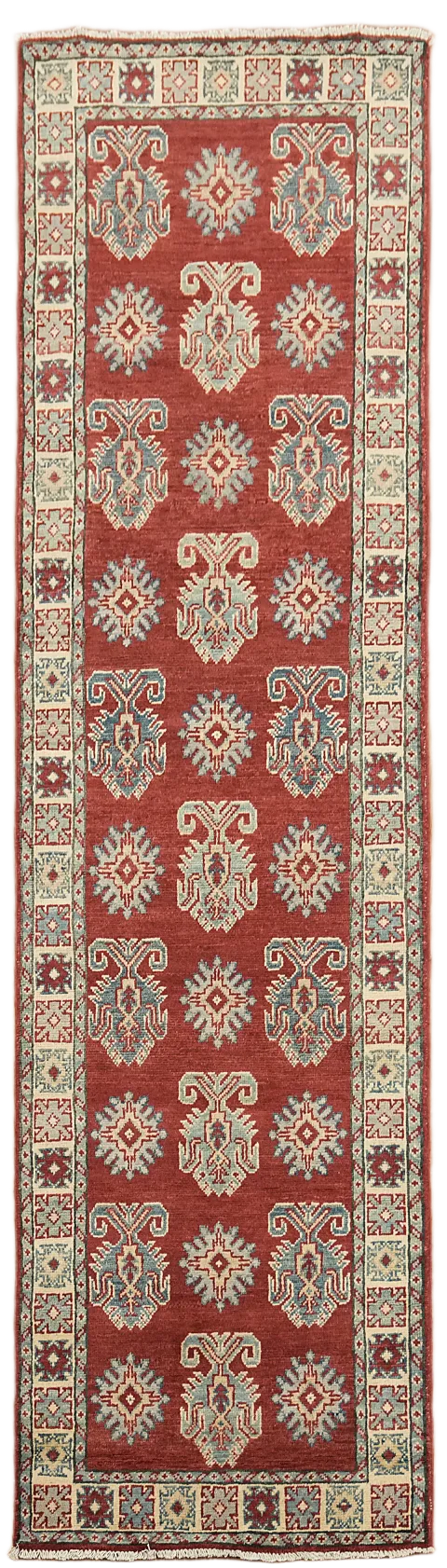 Geometric Kazak Oriental Runner Rug 3x9