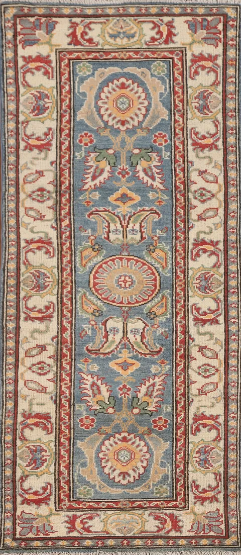 Handmade Wool Kazak Oriental Runner Rug 2x6